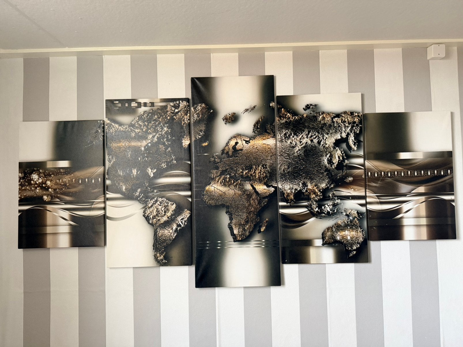 Canvasdoek wereldkaart., Ophalen of Verzenden, Zo goed als nieuw, Bruin, Wandbord of Wandpaneel