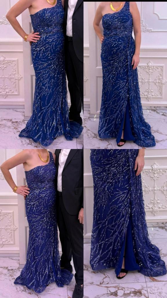 Elegante koningsblauwe galajurk met pailletten, Maat 38/40 (M), Galajurk, Blauw, Ophalen of Verzenden