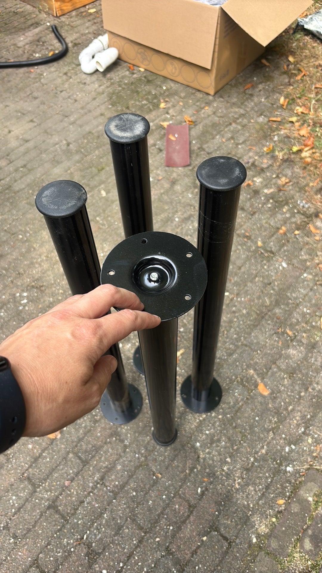 4 Tafelpoten (van ikea bureau) - 70cm hoog, Ophalen, Rond, Metaal, 50 tot 100 cm