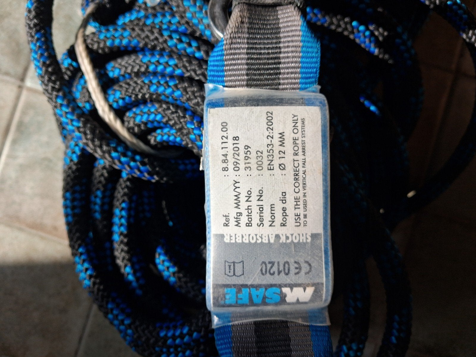 Msafe Klimtouw met Schokdemper - 12mm, 20m, Ophalen of Verzenden, Klimsport-accessoire