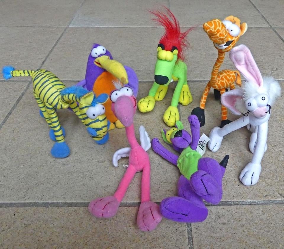 McDonald's Happy Meal cartoon dieren pluche 7x 2000, Ophalen of Verzenden, Gebruikt