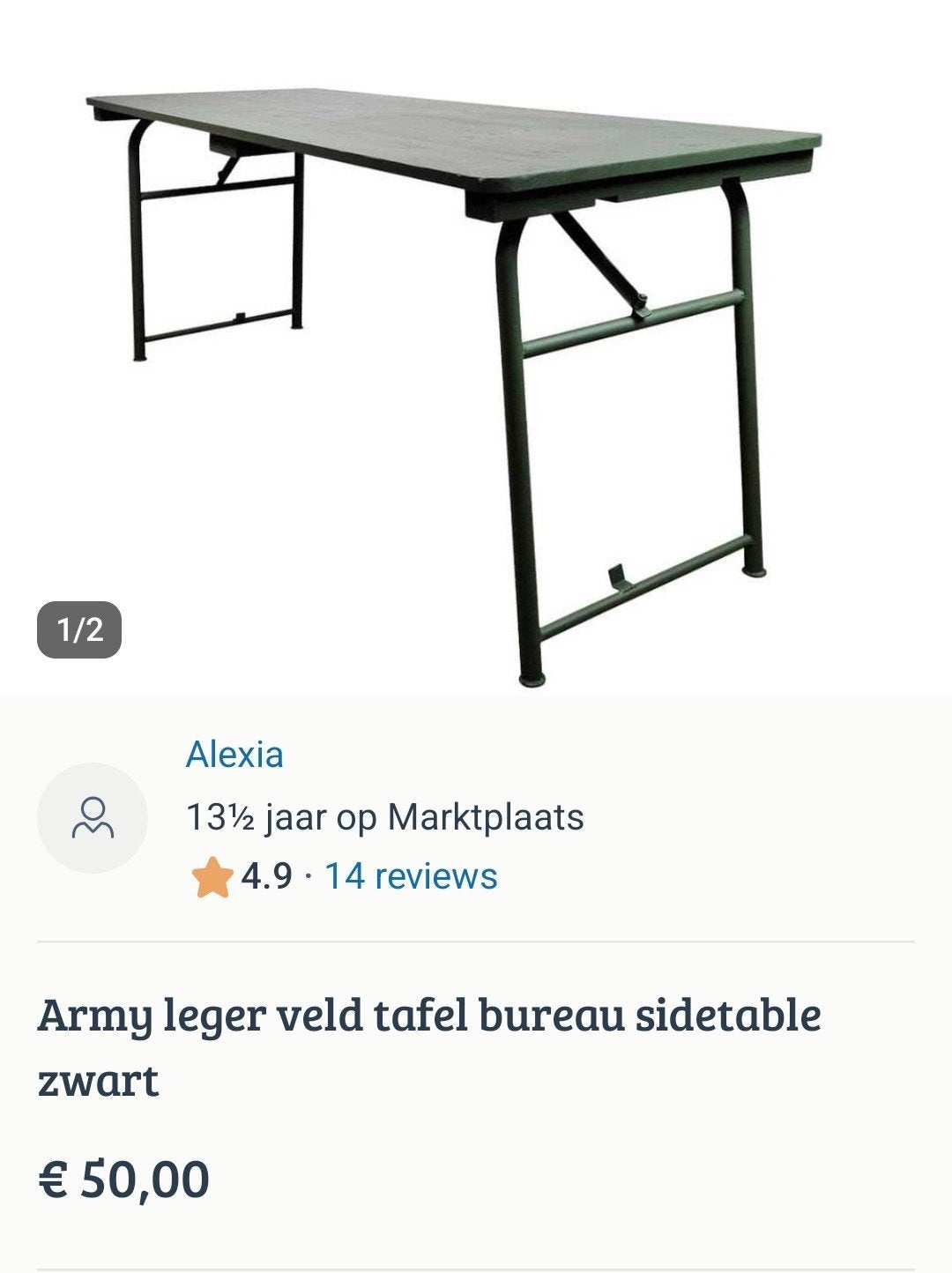 Army leger tafel zwart, Ophalen, Gebruikt