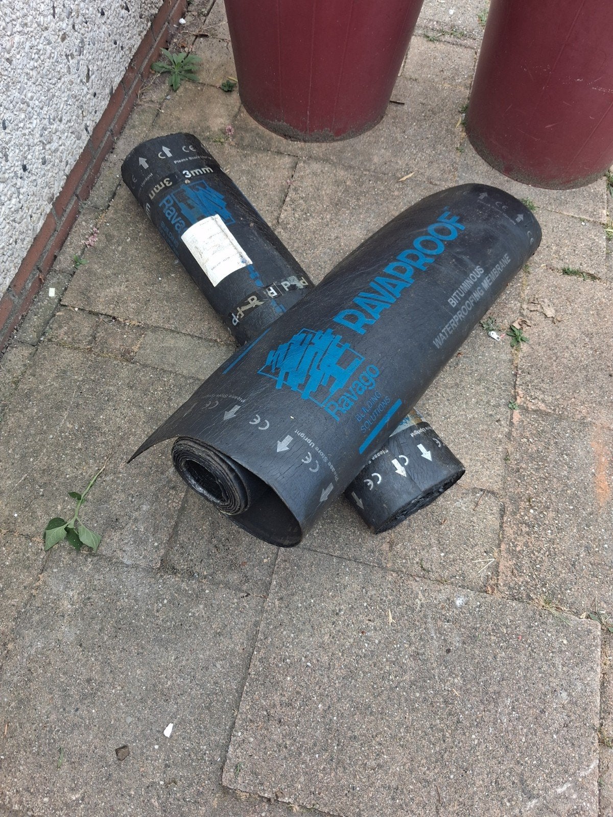 5 rollen en een gebruikte rol dakleer, Ophalen