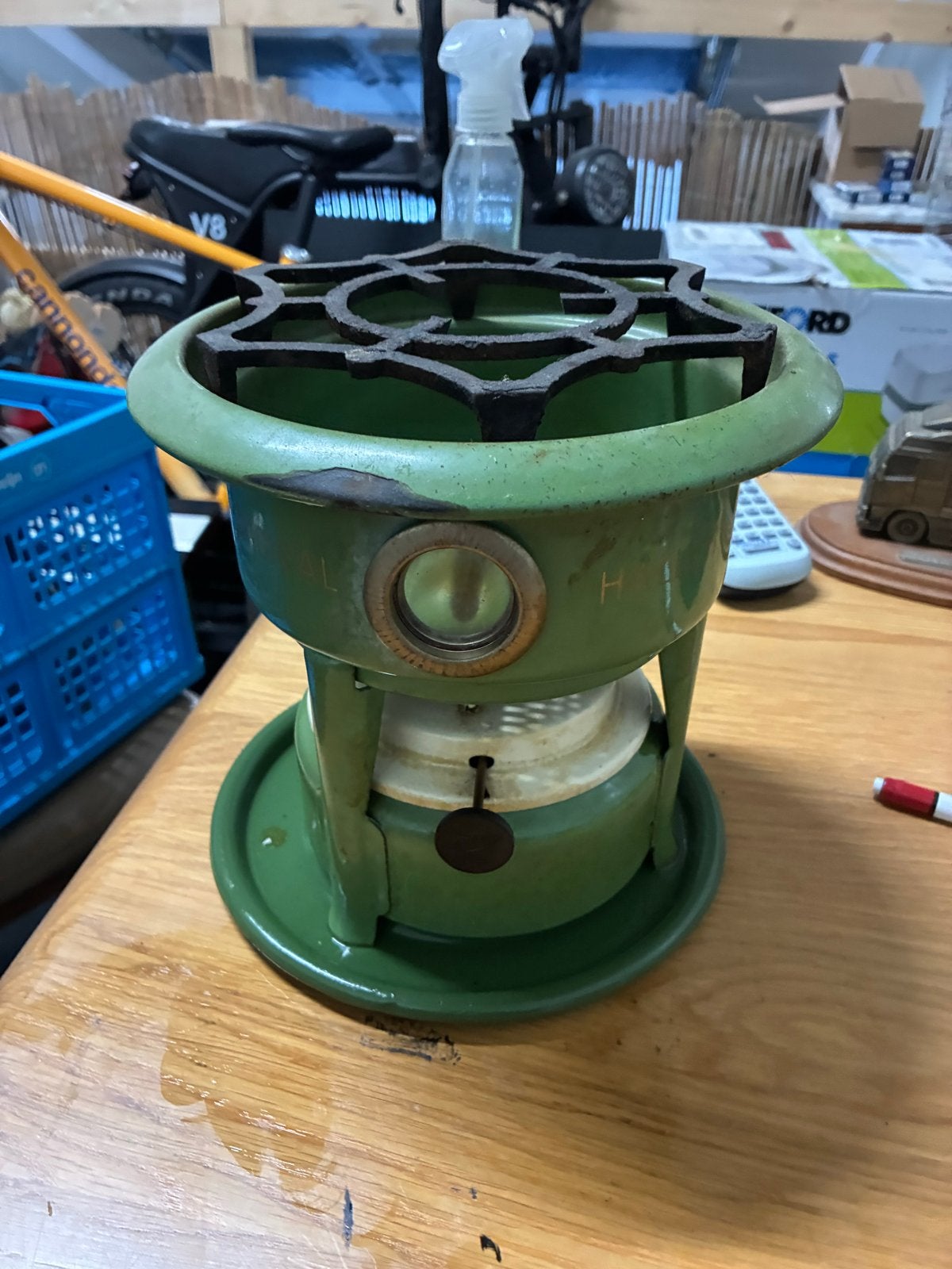 Vintage Petroleum Kooktoestel - Groen Emaille, Ophalen of Verzenden