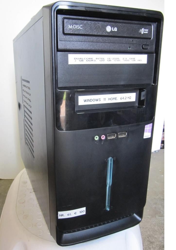(Nr.61) Dualcore Intel Core i3-2120. 3,3 Ghz.8Gb,SSD,500 HDD, Computers en Software, Computerbehuizingen, Zo goed als nieuw, Ophalen of Verzenden