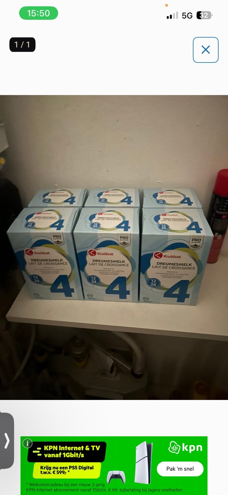 6 pakken eigen merk babymelk kruidvat, Ophalen