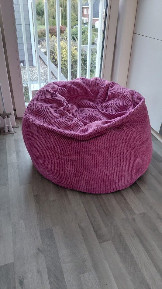 Zitzak Roze Ribfluweel 80 cm merk Loungepug, Ophalen, Zo goed als nieuw, Roze, Zitzak