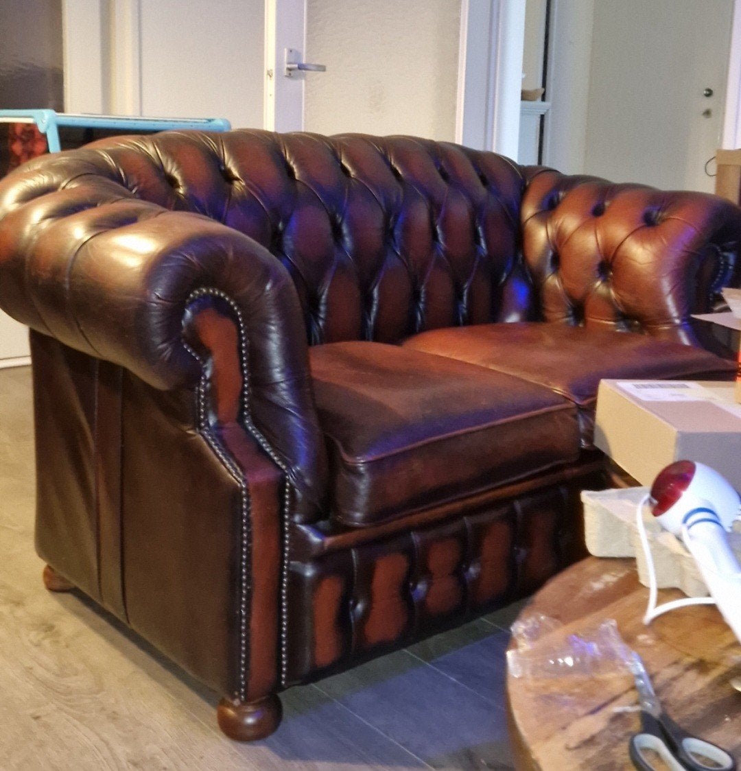Originele Chesterfield bank - 2-zits leer, Ophalen