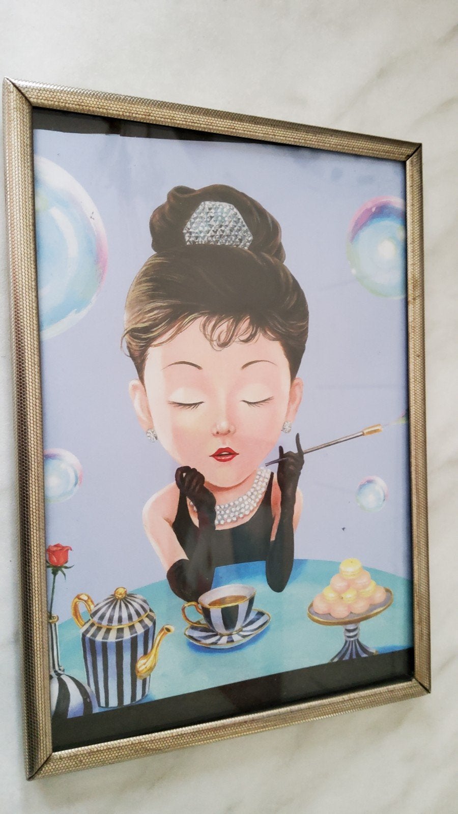 Oud retro zilver kleur fotolijstje bewerkt randje., Antiek en Kunst, Ophalen of Verzenden