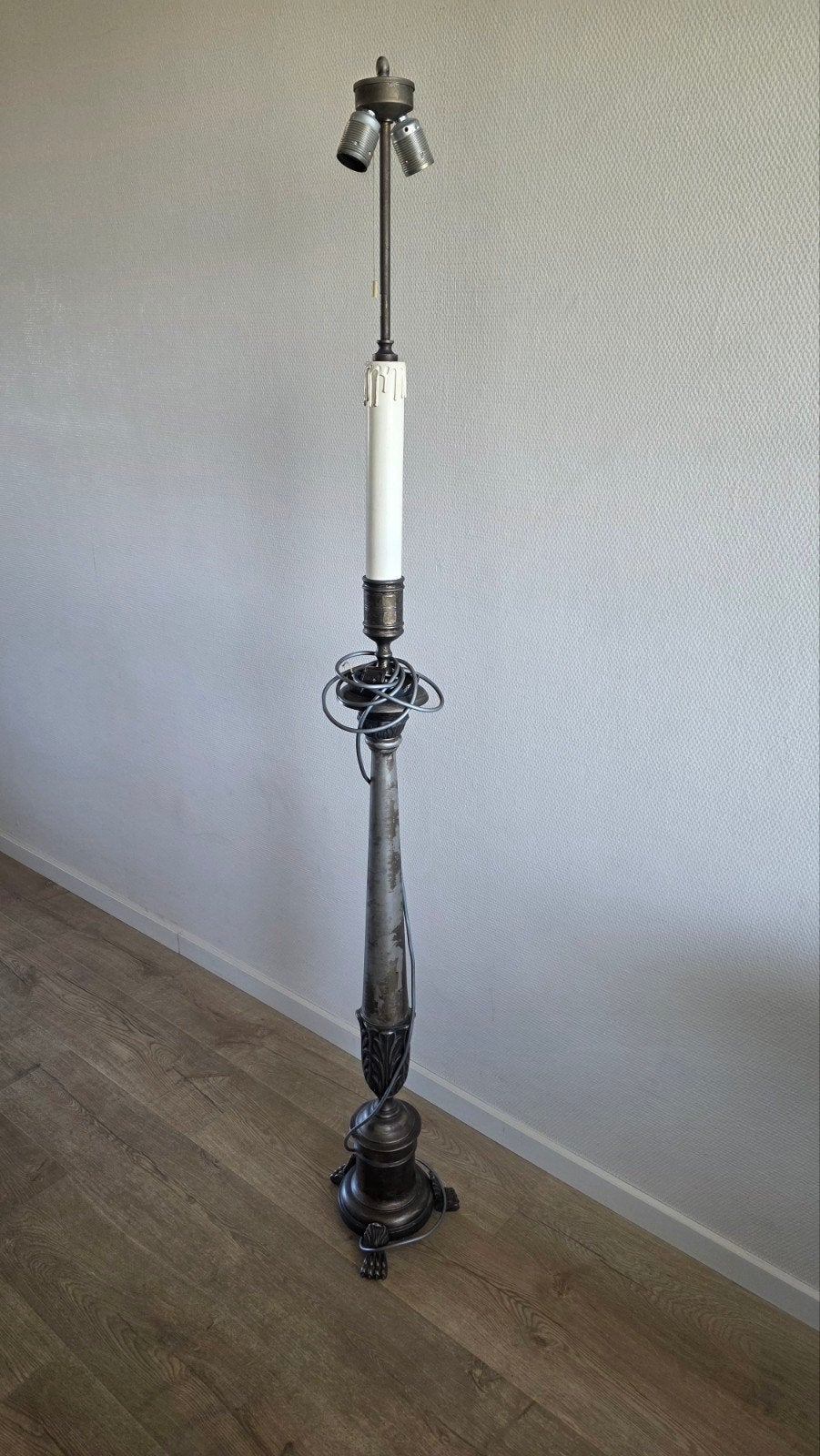 Antieke Vloerlamp met Kaarsvormige Lamp, Ophalen