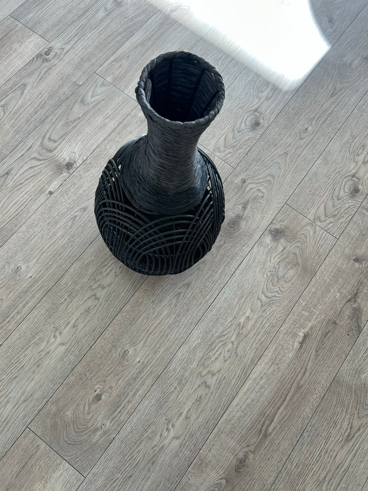 Zwarte rotan vaas, handgemaakt, 50 cm hoog, Ophalen, Handgemaakt, Zwart, Natuurlijk materiaal