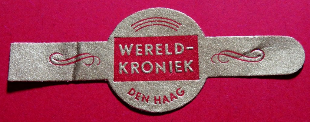 Reclamebandje Sigarenbandje Wereldkroniek Den Haag, Verzamelen, Verzenden, Gebruikt, Sigarenbandjes