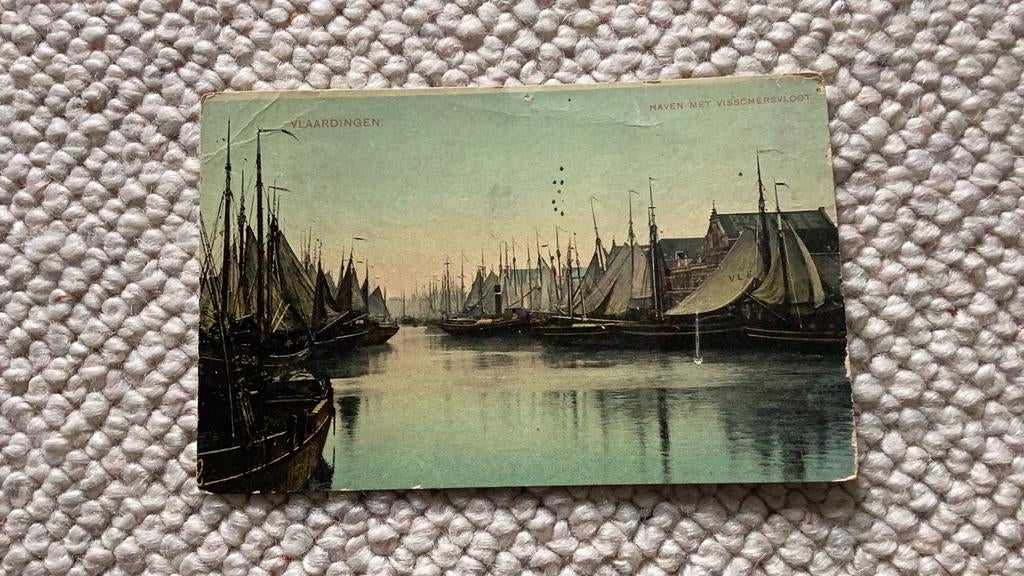 Ansichtkaart Vlaardingen Haven met Visschersvloot 1910. 963, Ophalen of Verzenden, Voor 1920, Gelopen, Zuid-Holland