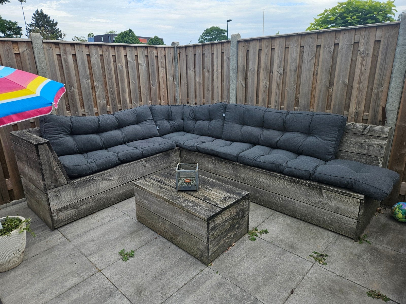 Tuinbank + tafel 250x300, Ophalen, Gebruikt, Hout