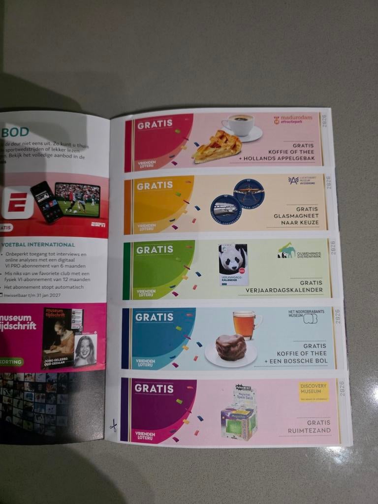 Vriendenloterij waardebonnen - vouchers, Tickets en Kaartjes, Kortingen en Cadeaubonnen, Eén persoon, Overige soorten, Overige typen