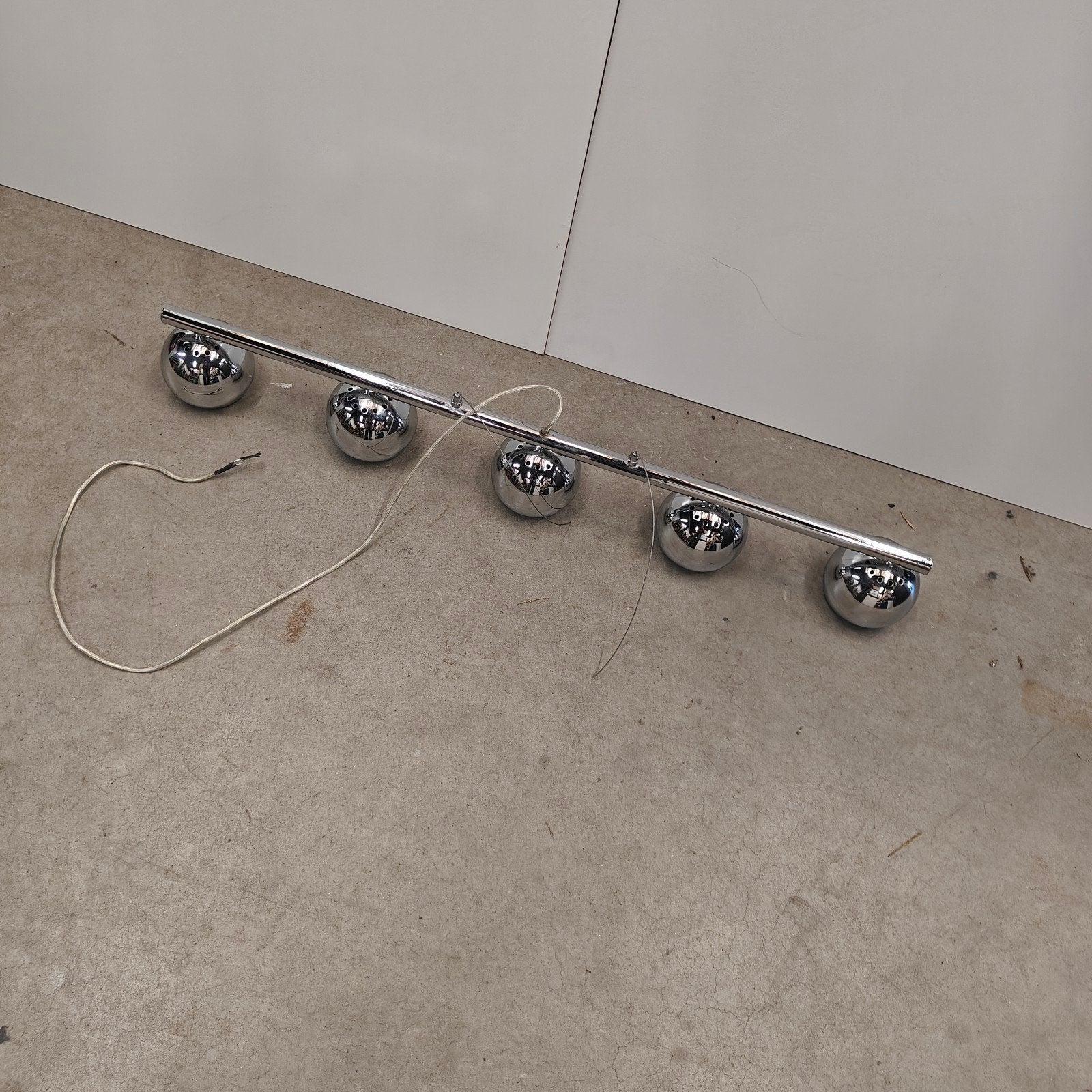 Chroomkleurige plafondlamp met 5 spotjes, Ophalen, Gebruikt, Overige merken, Overige typen