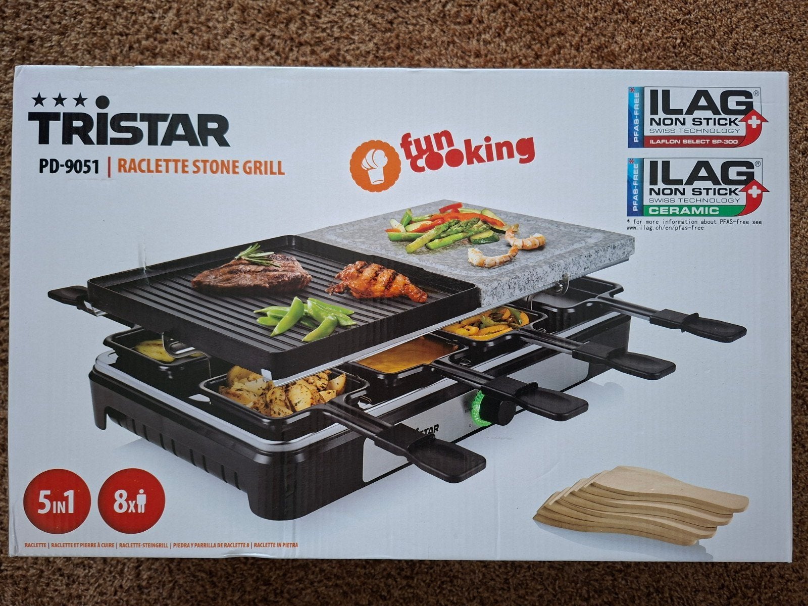 Tristar PD-9051 Raclette Stone Grill 5-in-1 voor 8 personen, Ophalen of Verzenden, Nieuw, 8 personen of meer