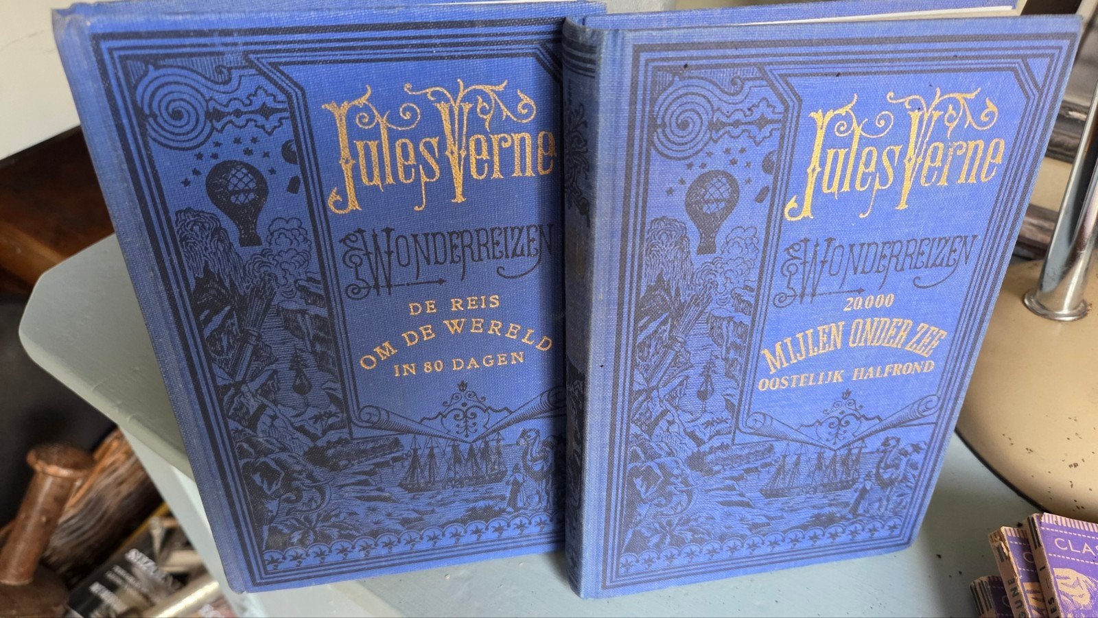 2 oude boekjes Jules Verne Nederlands met illustraties, Antiek en Kunst, Antiek | Boeken en Bijbels, Ophalen of Verzenden