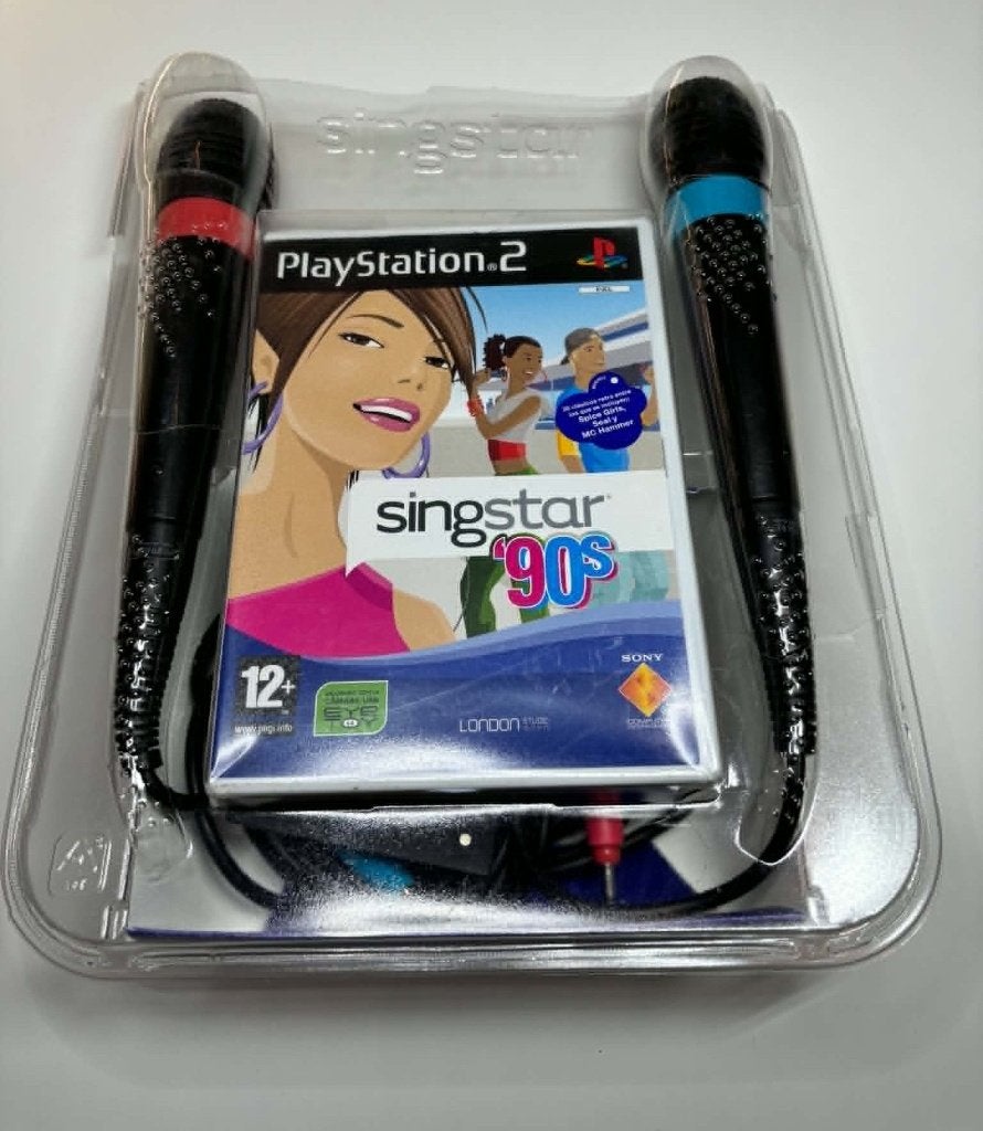 Singstar microfoons + 1 spel PlayStation 2, Muziek, Gebruikt, Verzenden, 3 spelers of meer
