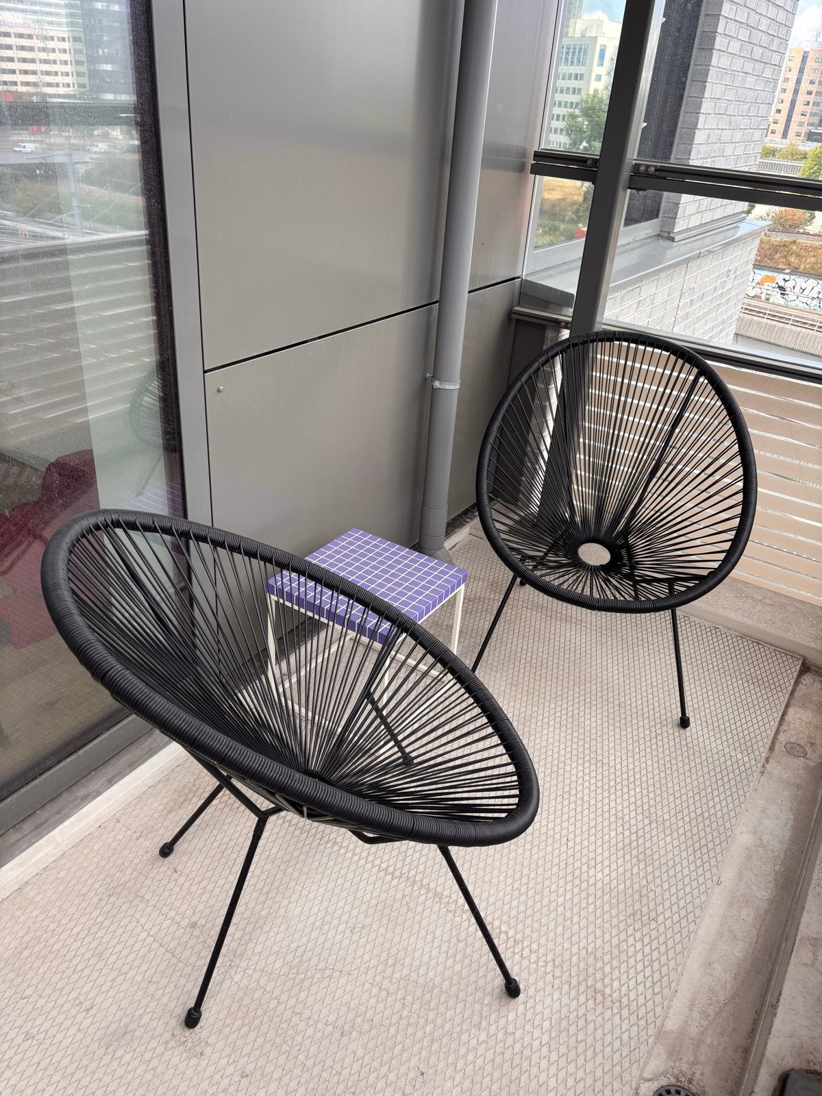 2 Zwarte stoelen voor balkon of tuin, Tuin en Terras, Ophalen, Gebruikt, Metaal