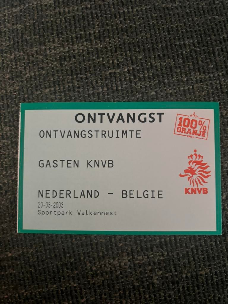Nederland - Belgie voetbal ticket ontvangst 20-05-2003, Ophalen of Verzenden, Overige binnenlandse clubs, Overige typen