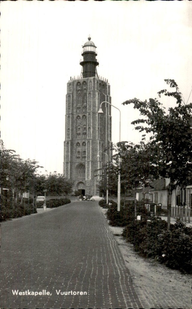 Westkapelle - Vuurtoren - Voorgevel, Ophalen of Verzenden, 1960 tot 1980, Gelopen, Zeeland