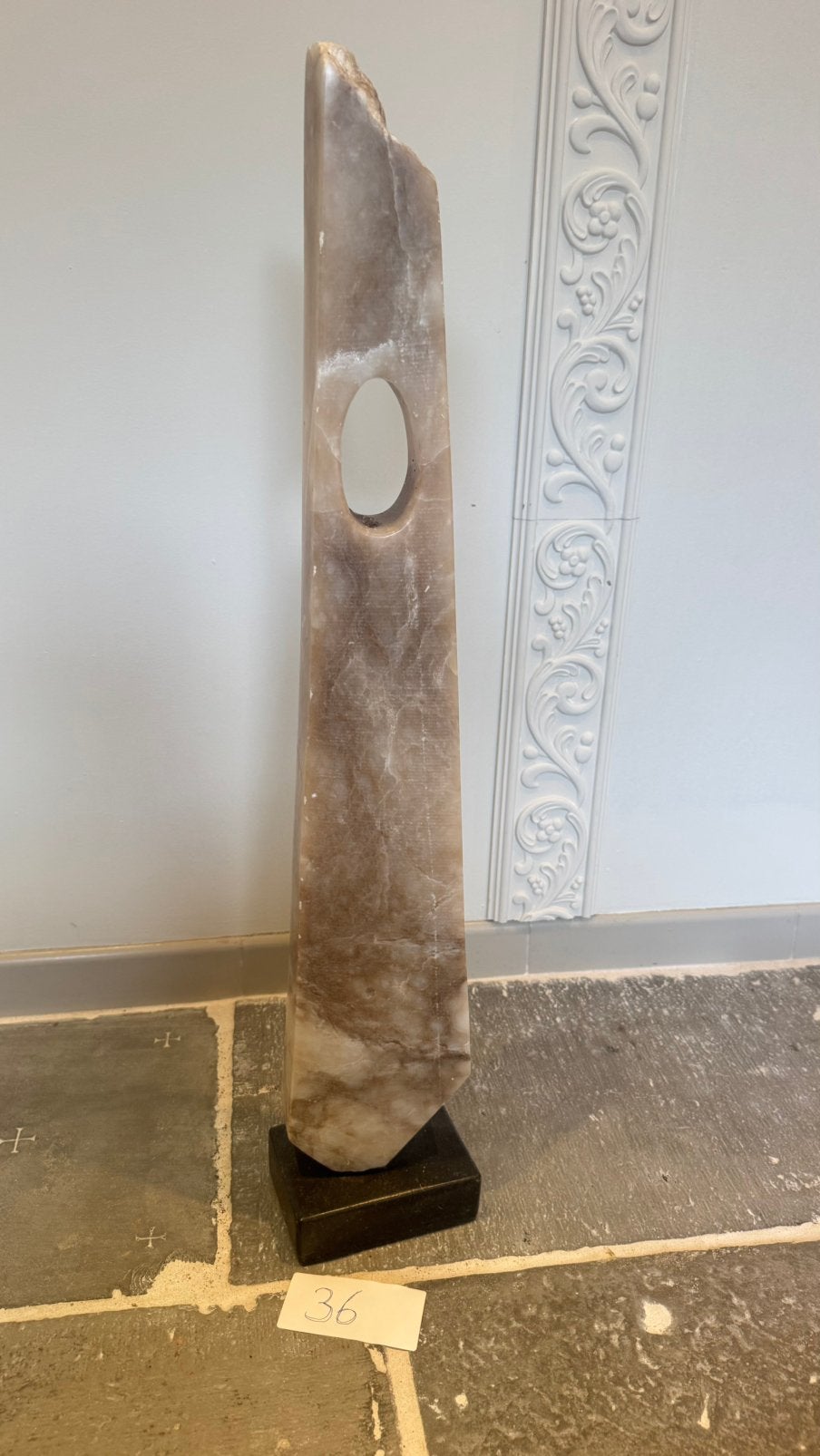 Prachtig abstract marmeren sculptuur (80 cm hoog) op sokkel, Ophalen