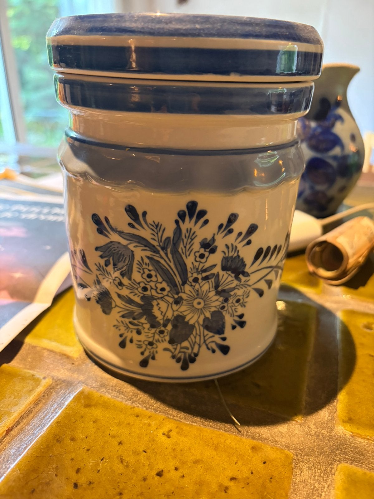 Delfstblauwe oude voorraadpot, Ophalen of Verzenden