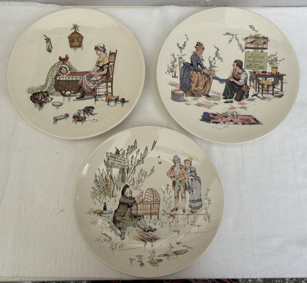 3  Sarreguemines Enfants Richard  borden  - 1900, Ophalen of Verzenden