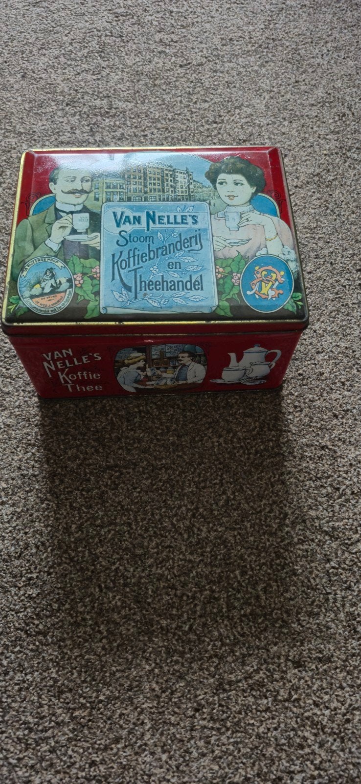 Vintage Van Nelle Koffie en Thee Blik - branderij, Ophalen of Verzenden