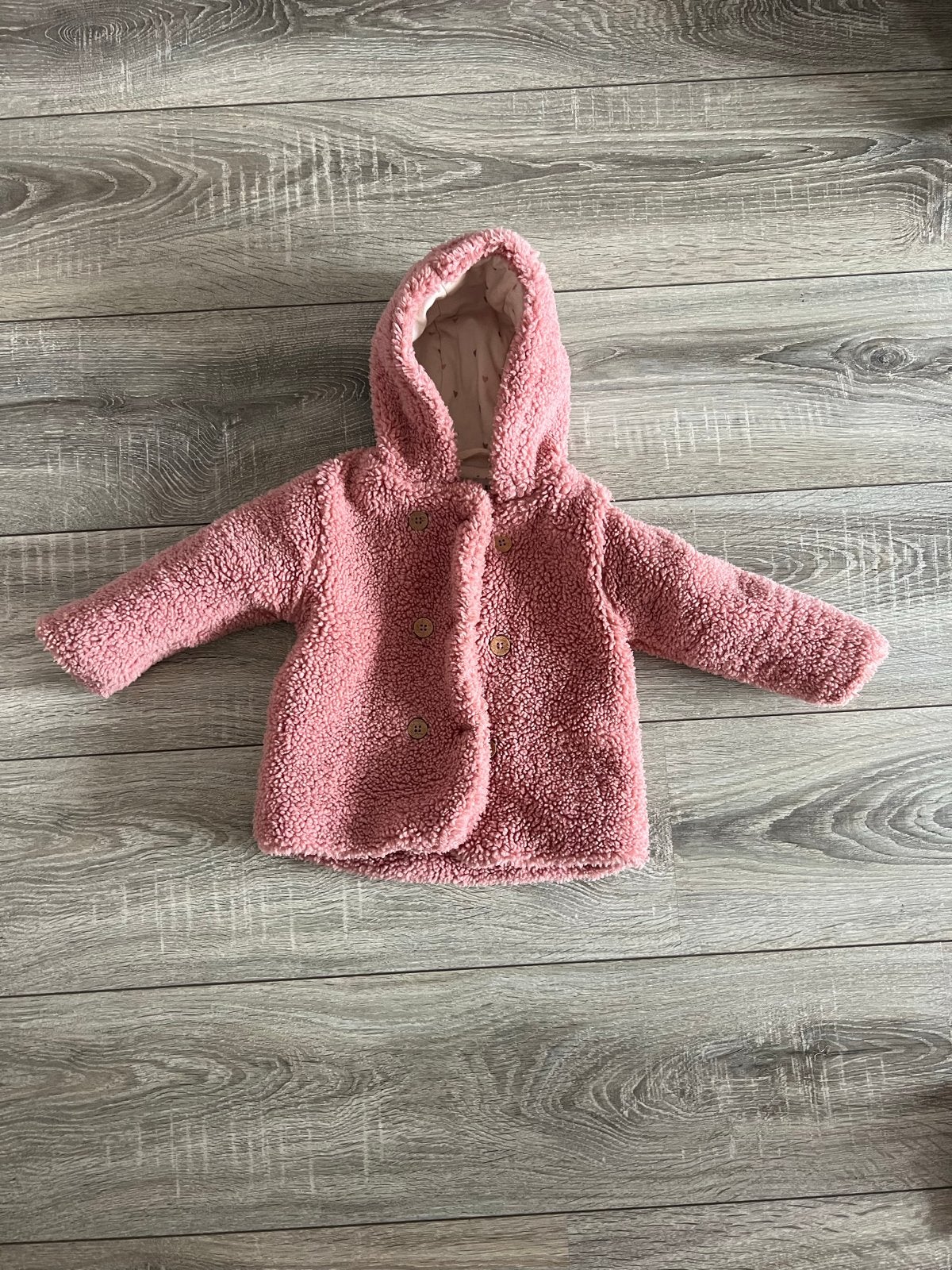 Prenatal baby jasje oud roze teddy stof maat 74, Ophalen of Verzenden, Zo goed als nieuw, Meisje, Jasje
