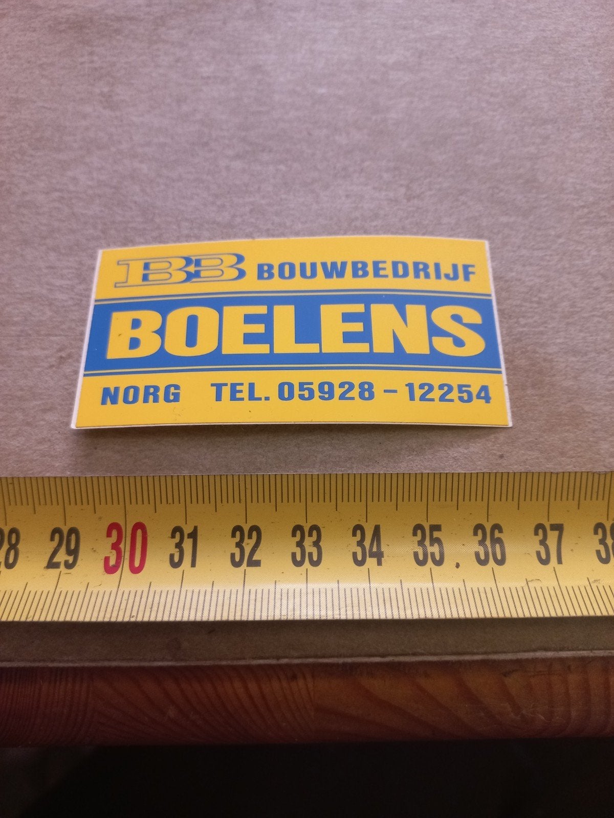 Vintage sticker Bouwbedrijf Boelens Norg, Ophalen of Verzenden