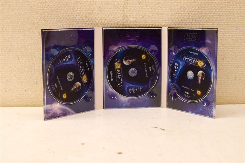 3 Dvd box Through the wormhole with Morgan Freeman 47188, Cd's en Dvd's, Ophalen of Verzenden, Gebruikt, Boxset