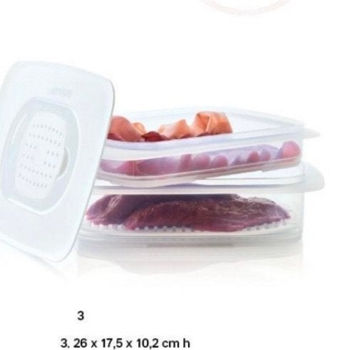 Tupperware Splinternieuwe Vleeswaren Bewaardoos, Huis en Inrichting, Keuken | Tupperware, Bewaardoos, Wit, Nieuw, Luchtdicht