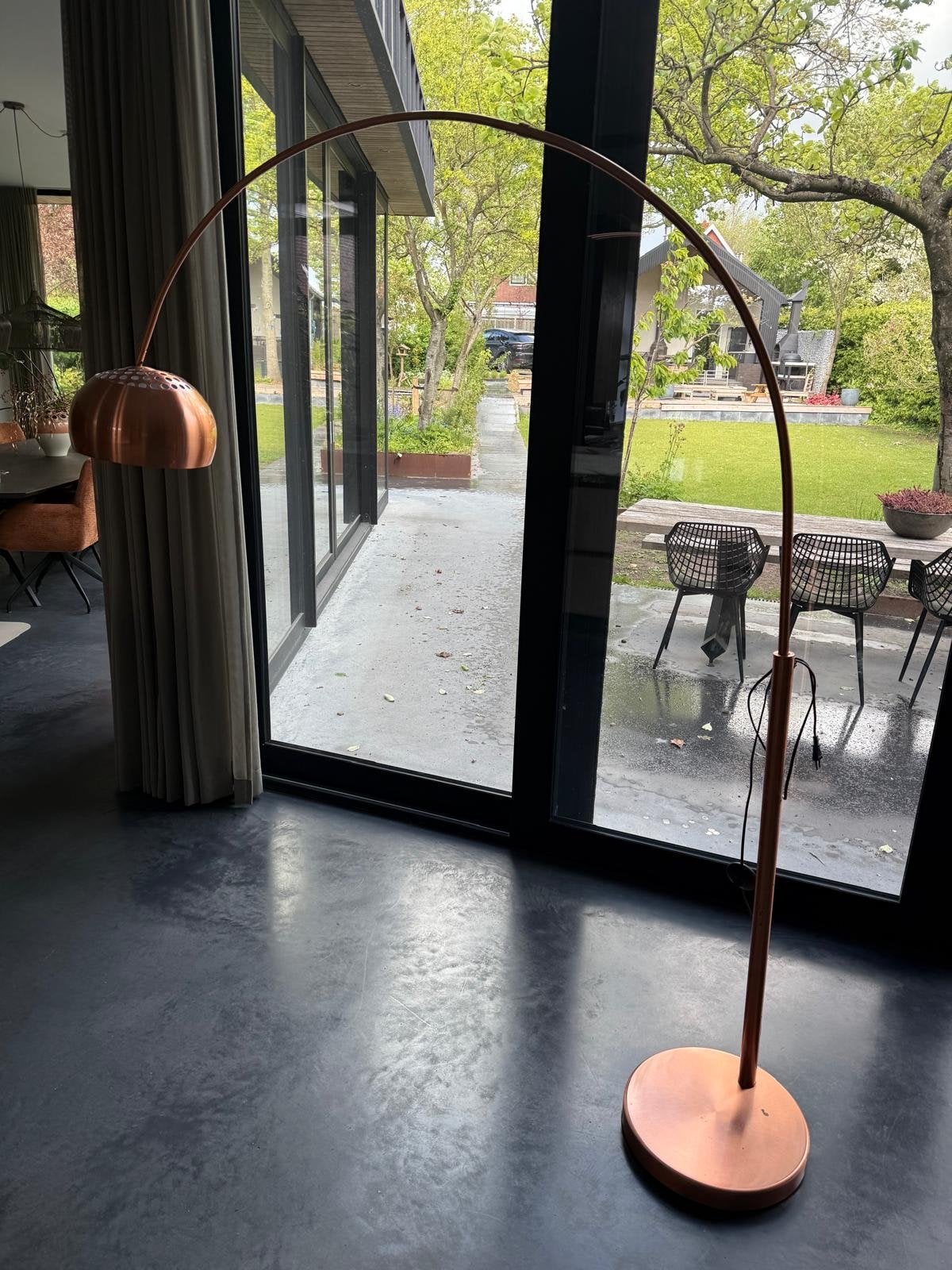 Koperkleurige Vrijstaande Booglamp - Modern Design, Ophalen, Koper modern, Zo goed als nieuw, Metaal