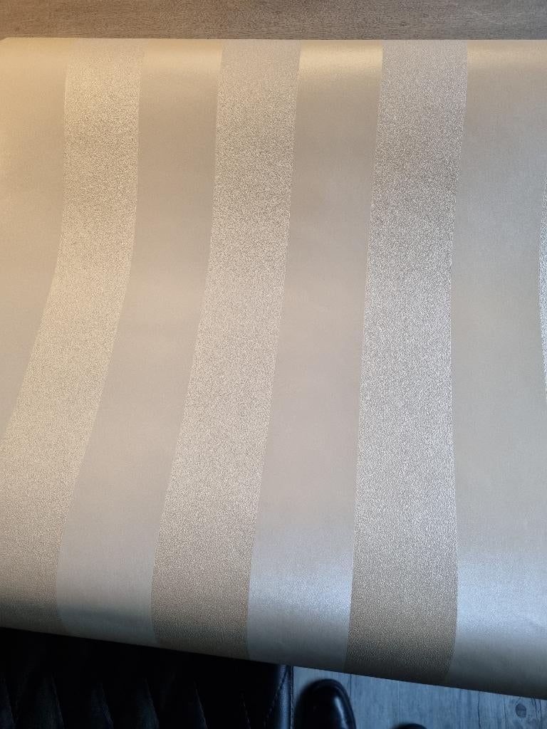 Eijffinger vinyl behang roomkleurige strepen voorradig, Ophalen of Verzenden, 75 m² of meer, Beige