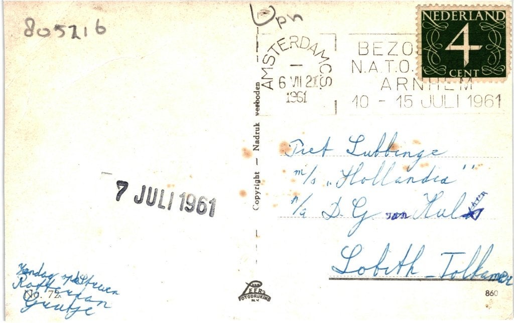 805216	Amsterdam	1961 Haringkar op  Haarlemmersluis	Gelopen, Ophalen of Verzenden, 1960 tot 1980, Gelopen, Noord-Holland