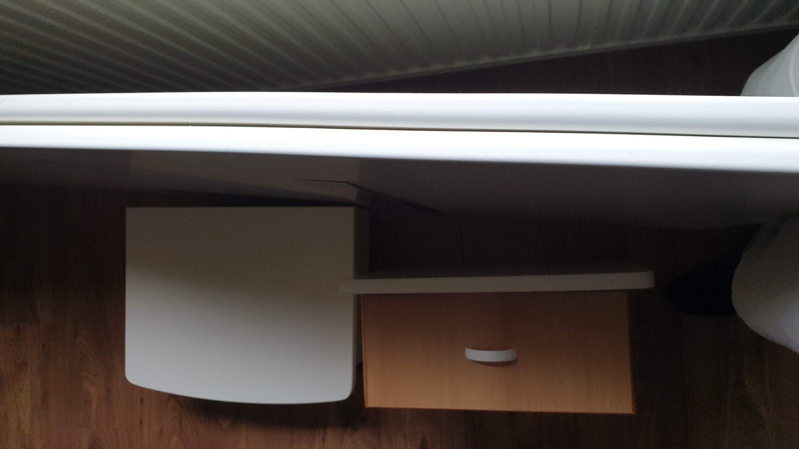 Hoofdbord met nachtkastjes en lampen, Ophalen, Gebruikt, Wit, Tweepersoons
