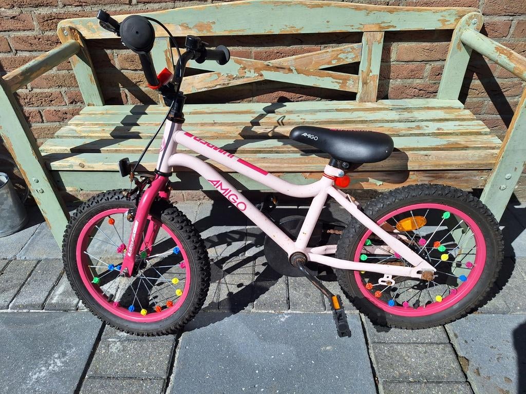 Roze kinderfiets met dikke banden, Ophalen, Gebruikt, 16 tot 20 inch
