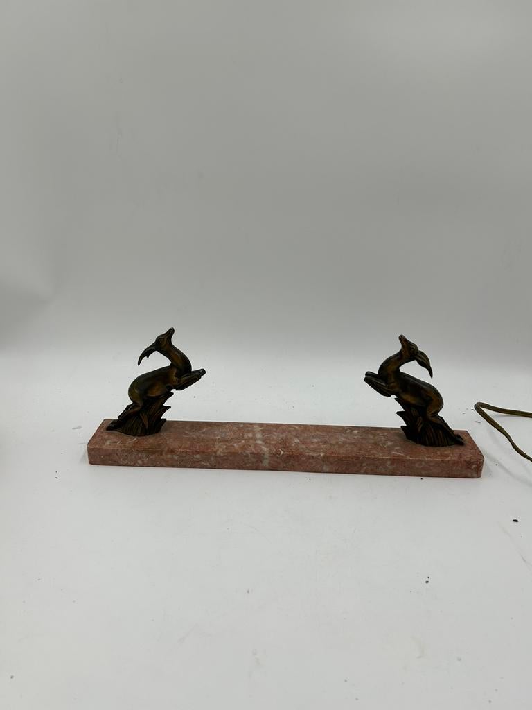 Art Deco Sculptuur – Gazellen op Marmeren Voet, Ophalen of Verzenden