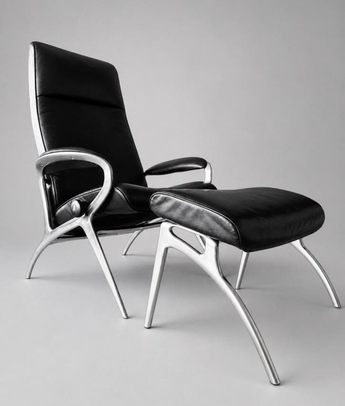 Stressless James Lounge Chair Ottoman Black Leather, Ophalen, Gebruikt, -, -