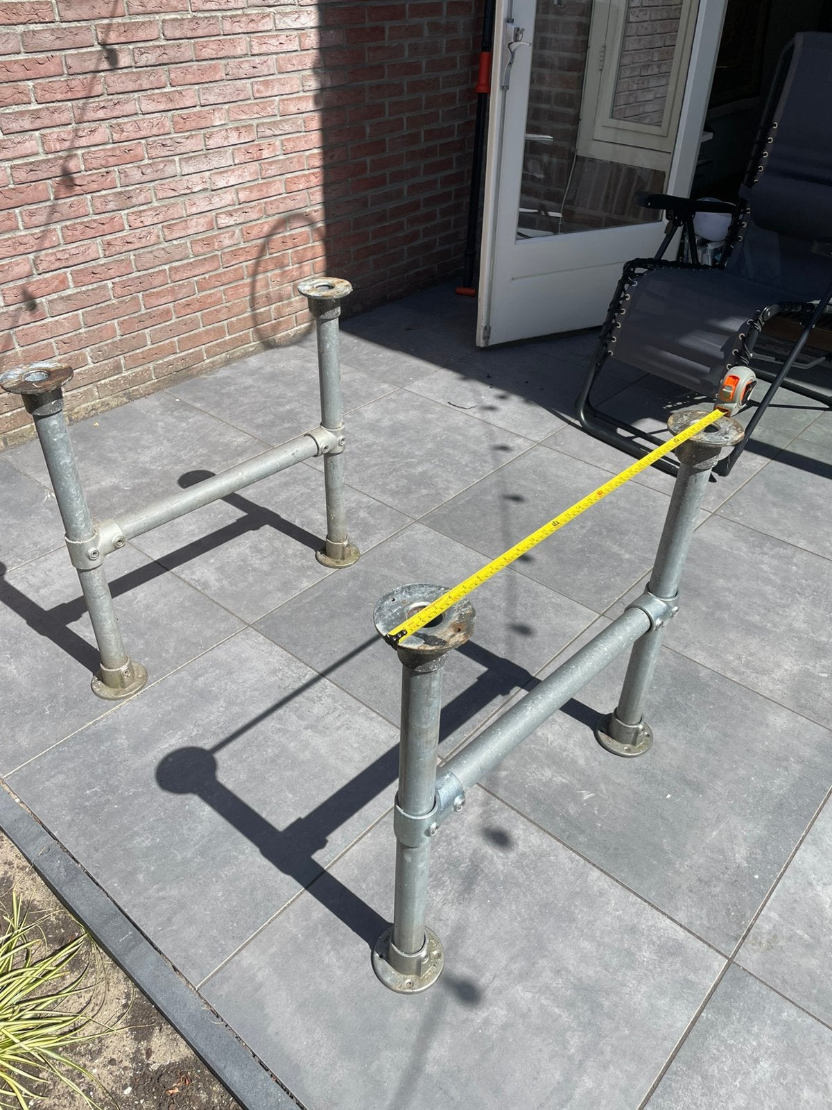 Steigerbuis poten voor tuintafel., Ophalen, Gebruikt, Rechthoekig, Metaal