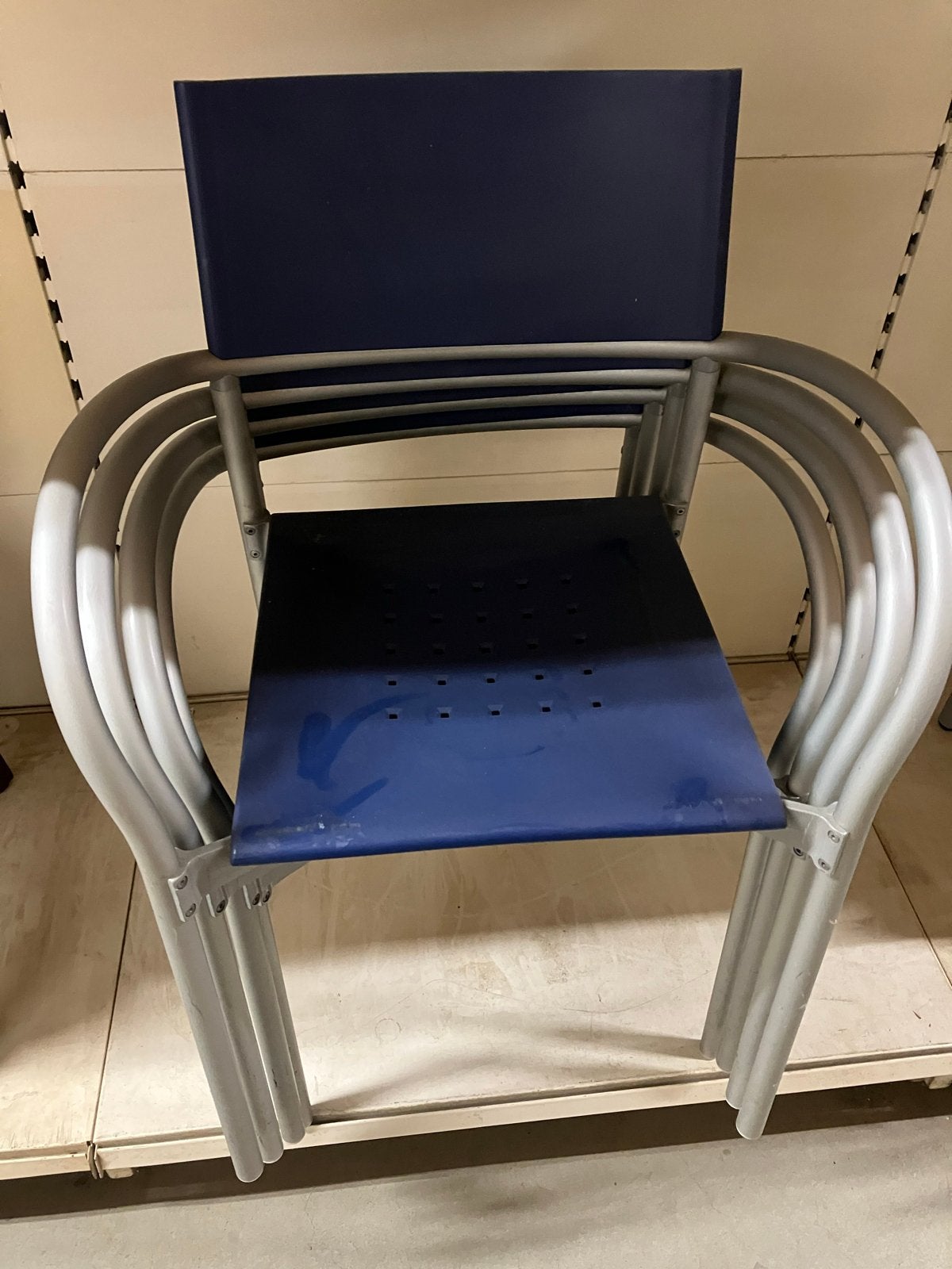 BREEZE SEGIS Stapelbare stoelen - 4 stuks - Blauw/Grijs, Ophalen, Kunststof, Gebruikt, Blauw