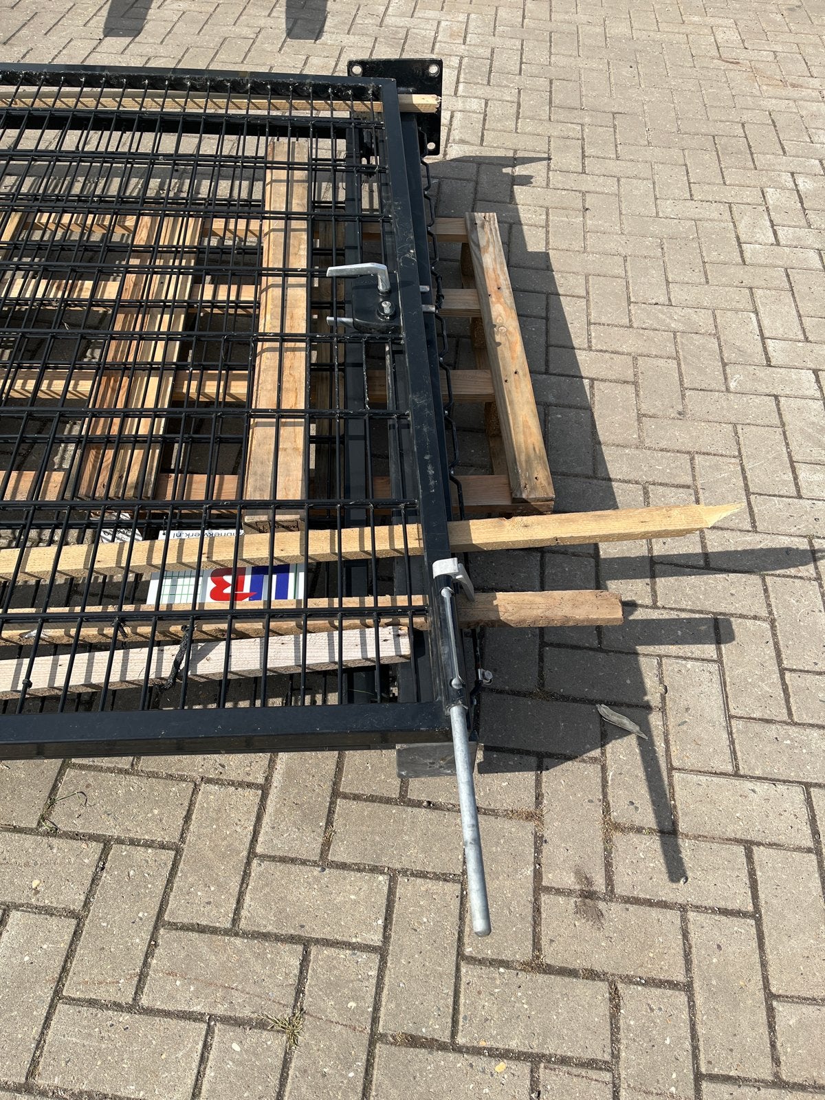 Zwart dubbelstaafmat hekwerk poort 384x180 cm, Ophalen, Met poort, Gebruikt, Dubbelstaafmat hekwerk