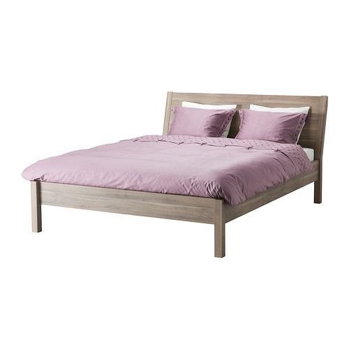 IKEA NYVOLL bed 160x200 + matras | Japandi | grijs / bruin, Ophalen, Overige materialen, Gebruikt, Tweepersoons