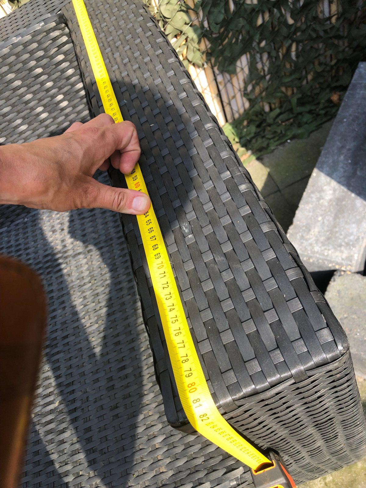 Tuinbank rattan met tafeltje - Zonder kussens, Ophalen, Gebruikt, Rotan