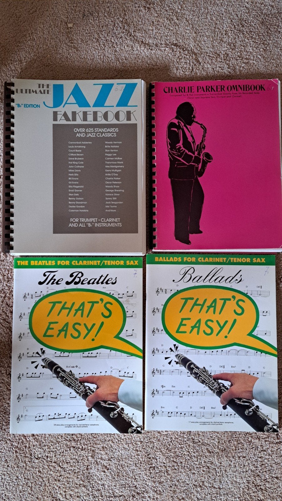 4 sax-bladmuziekboeken: Jazz, Charlie Parker, Beatles, Muziek en Instrumenten, Bladmuziek, Gebruikt, Trompet, Les of Cursus, Ophalen of Verzenden