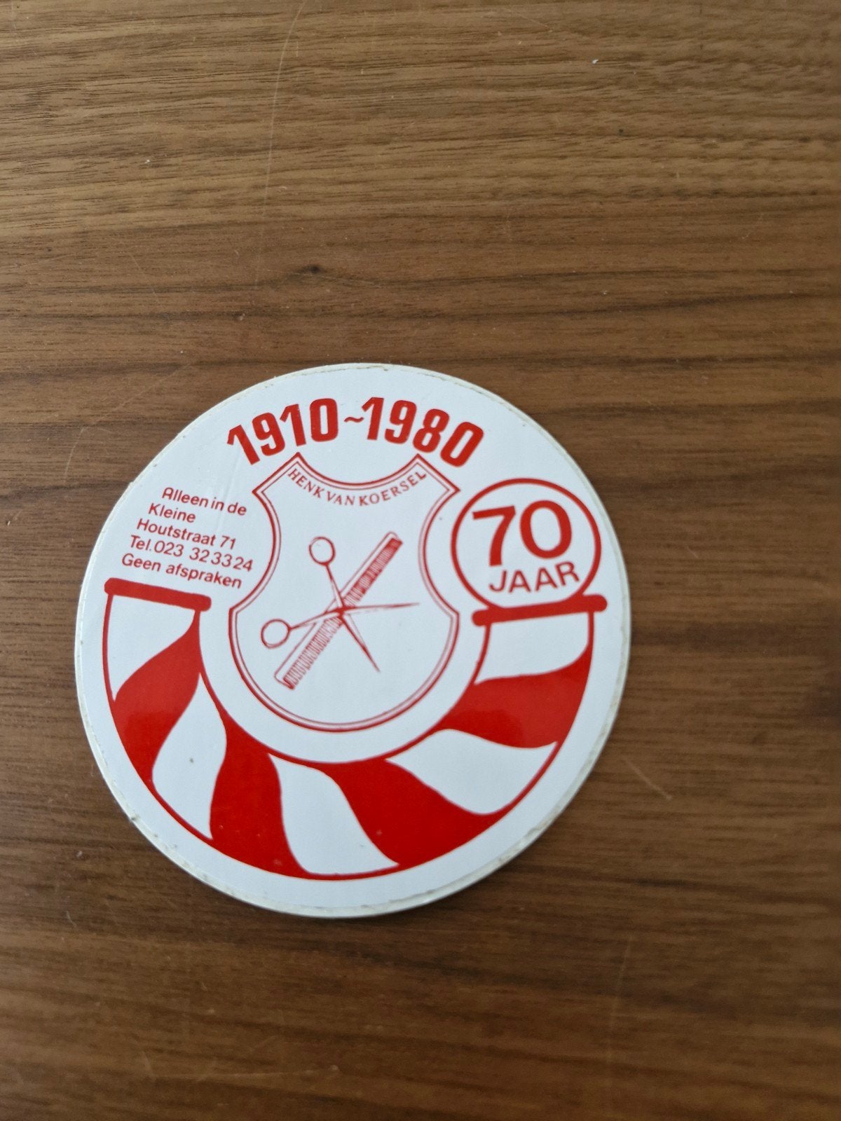 11271 Vintage Sticker Henk van Koersel 1910-1980 - 70 Jaar, Ophalen of Verzenden, Gebruikt, Bedrijf of Vereniging