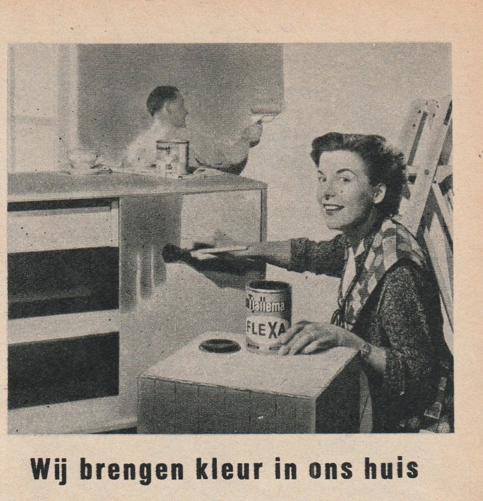 retro reclame 1955 Tjallema Sneek lak en verf kleur in huis, Verzenden, Overige typen