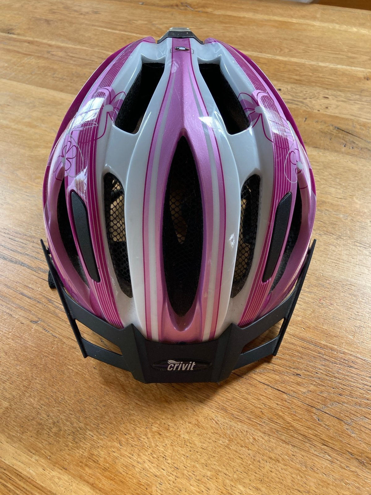 Crivit Kinderfietshelm met lampje - Roze/Wit (49-54 cm), Ophalen of Verzenden, Gebruikt, Overige maten, Jongen of Meisje